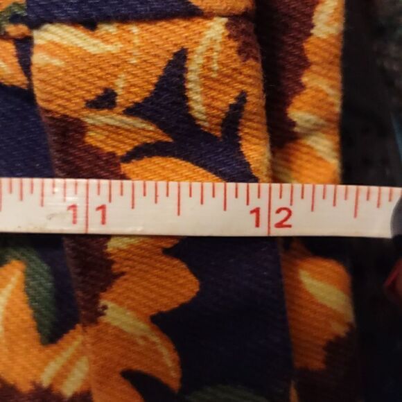 New Forever 21 Women's Size S Blue Yellow Sunflower print‎ cuffed shorts zip - Picture 7 of 9